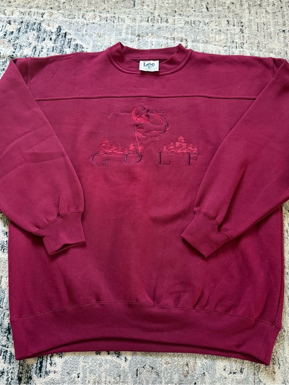 Lee Men's Burgundy Crewneck Sweatshirt with Golf Embroidery